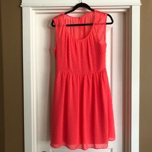J. Crew Neon Coral Swiss Dot Dress